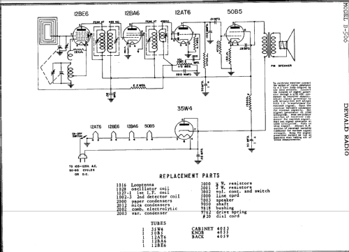 B506 ; DeWald Radio Mfg. (ID = 309898) Radio