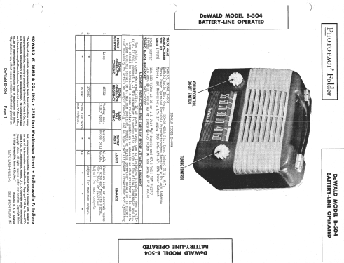 B-504 ; DeWald Radio Mfg. (ID = 1381383) Radio