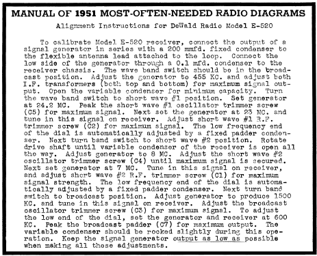 E-520 ; DeWald Radio Mfg. (ID = 135637) Radio