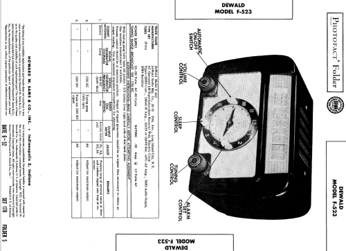 F-523 ; DeWald Radio Mfg. (ID = 583890) Radio