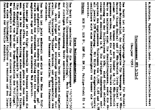 Frequenzmesser HFG 3/53-2; Dittrich, W.; Berlin (ID = 1916634) Equipment