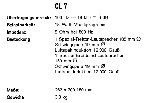 CL7; Dual, Gebr. (ID = 1049977) Speaker-P