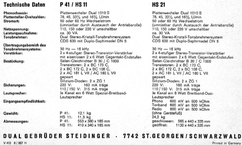 P41; Dual, Gebr. (ID = 2186412) Sonido-V