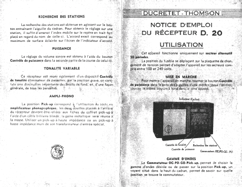 D20; Ducretet -Thomson; (ID = 271178) Radio