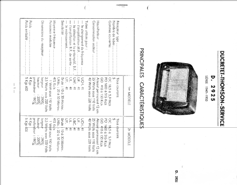 D2925; Ducretet -Thomson; (ID = 2604053) Radio