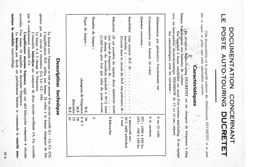 Radio-Touring ; Ducretet -Thomson; (ID = 2601385) Car Radio