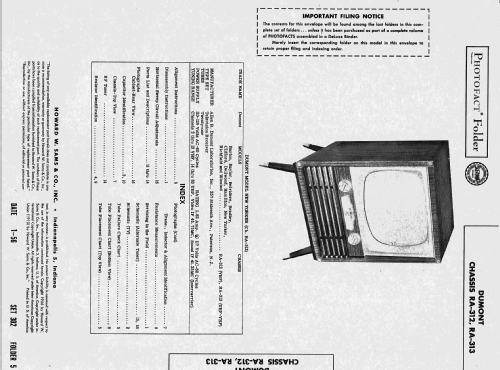 Baylor Ch= RA-313; DuMont Labs, Allen B (ID = 2691745) Television