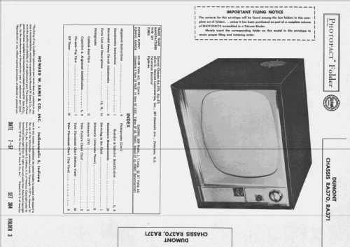 Dumont Ch= RA-370; DuMont Labs, Allen B (ID = 2407288) Television