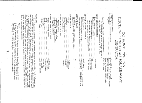 Electronic Switch and Square-Wave Generator 185-A; DuMont Labs, Allen B (ID = 1788420) Equipment