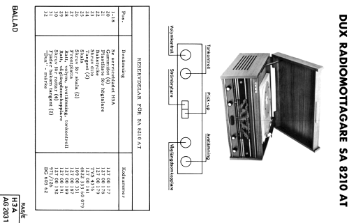 Ballad SA8210AT; Dux Radio AB; (ID = 1610510) Radio