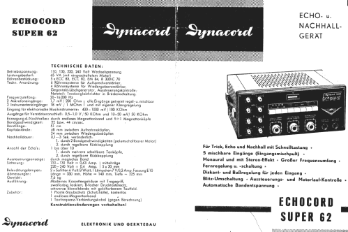 Echocord Super S62; Dynacord W. (ID = 1511464) Ampl/Mixer