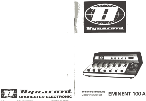 Eminent - Mischpult-Verstärker 100A; Dynacord W. (ID = 1207898) Ampl/Mixer