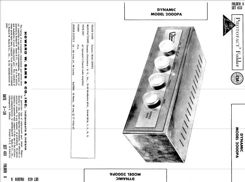 2000PA ; Dynamic Electronics (ID = 644355) Ampl/Mixer