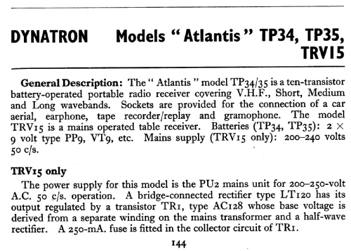 Atlantis TP34; Dynatron Radio Ltd., (ID = 810013) Radio
