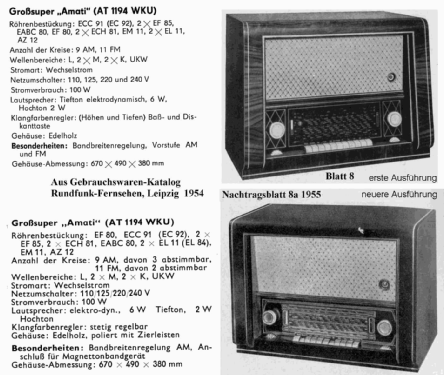 Großsuper Amati AT1194WKU; EAW, Elektro- (ID = 2172283) Radio