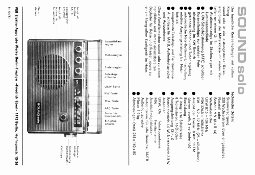 Sound Solo RM-1; EAW, Elektro- (ID = 2043706) Radio