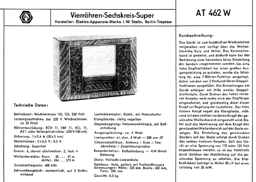 Super AT462W; EAW, Elektro- (ID = 2286220) Radio