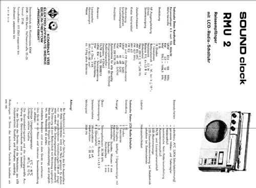 Sound Clock RMU 2; EAW, Elektro- (ID = 121029) Radio