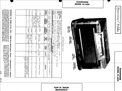 EC-600; Echophone Radio, Inc (ID = 503085) Radio