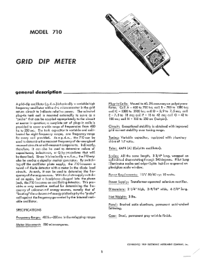 Grid Dip Meter 710; EICO Electronic (ID = 2948751) Equipment