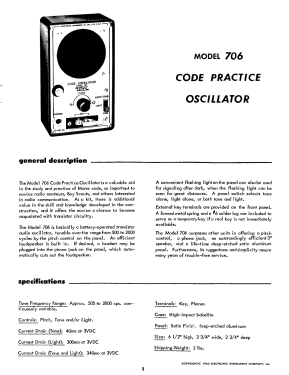 Solid State Code Oscillator 706A; EICO Electronic (ID = 2941301) Amateur-D