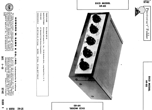 Stereo Dual Preamplifier HF-85; EICO Electronic (ID = 571350) Ampl/Mixer