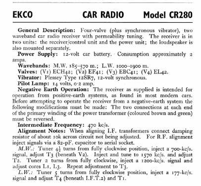 CR280; Ekco, E.K.Cole Ltd.; (ID = 562739) Car Radio