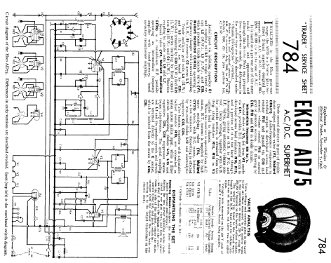 Round Ekco AD75; Ekco, E.K.Cole Ltd.; (ID = 229434) Radio