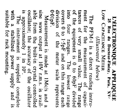 Capacimètre Picomètre - Low Capacitance Meter PFM-1; ELA E.L.A., L' (ID = 2666697) Equipment