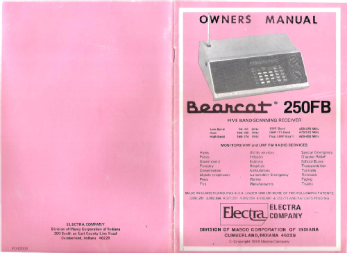 Bearcat 250 BC-250FB; Electra Co. / Corp. (ID = 2677774) Commercial Re