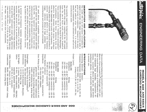 Cardioid Microphone 666; Electro-Voice Inc.; (ID = 1764938) Micrófono/PU