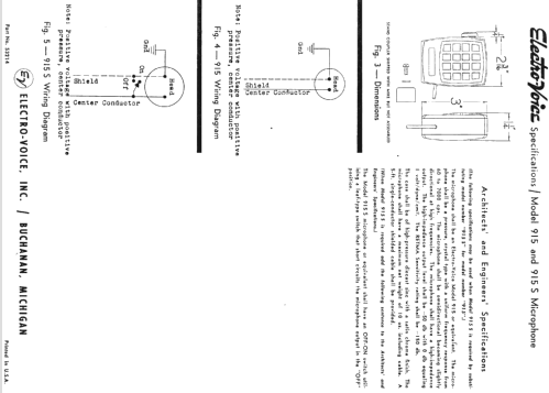 Crystal Microphone 915; Electro-Voice Inc.; (ID = 1140830) Microphone/PU