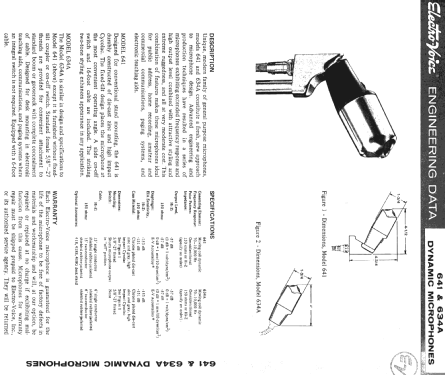 Dynamic Microphone 641; Electro-Voice Inc.; (ID = 1328278) Mikrofon/TA