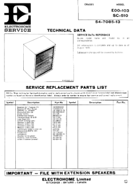 E00-103 code SC-510 ; Electrohome Dominion (ID = 3293728) Speaker-P
