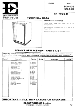 E00-105 code SC-508 ; Electrohome Dominion (ID = 3293725) Speaker-P