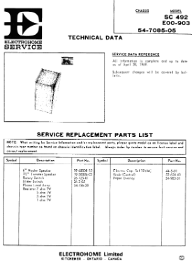 E00-903 code SC 492 ; Electrohome Dominion (ID = 3293343) Speaker-P