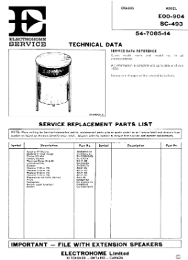 E00-904 code SC-493 ; Electrohome Dominion (ID = 3293731) Speaker-P