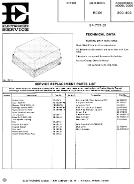 RC101 code 200-403 ; Electrohome Dominion (ID = 3294601) R-Player