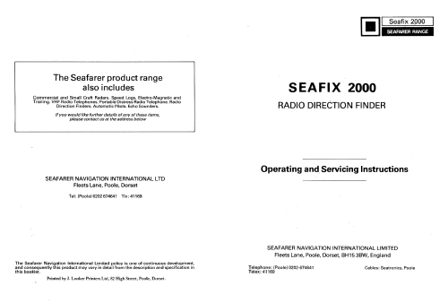 Seafarer Range Seafix 2000; Electronic (ID = 2457266) Radio