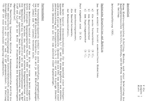 Übertragungsverstärker V65c; Elektro-Apparatebau (ID = 436979) Ampl/Mixer