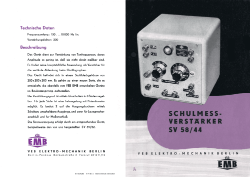 Schulmessverstärker 103 SV 58/44; Elektro-Mechanik (ID = 2497322) teaching