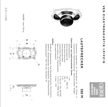 Lautsprecher-Chassis 222M; Elektrogerätebau (ID = 2039244) Speaker-P