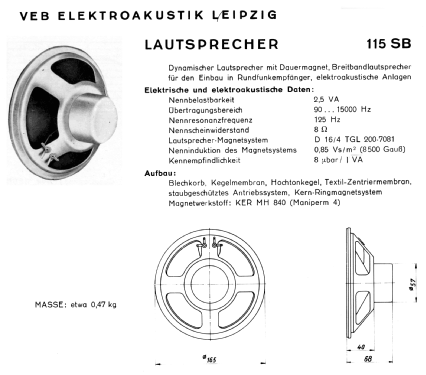 Lautsprecherchassis 115 SB; Elektrogerätebau (ID = 1766882) Parleur