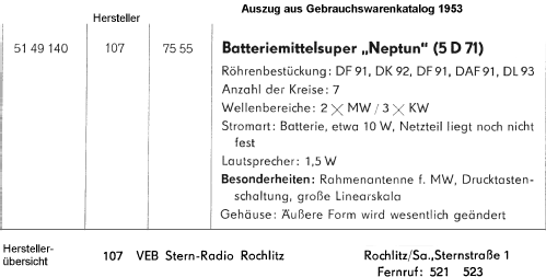 Neptun 5D71; Stern-Radio Rochlitz (ID = 1294098) Radio