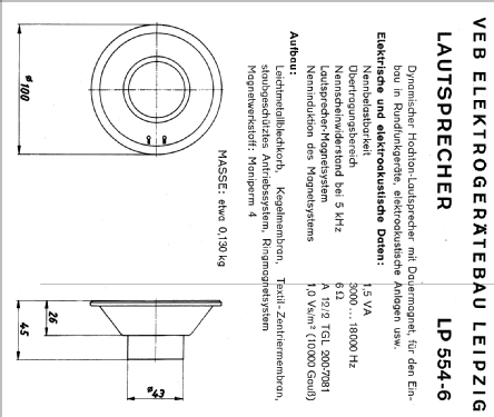 Lautsprecher-Chassis LP554; Elektrogerätebau (ID = 746724) Parleur