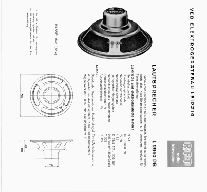 Lautsprecherchassis L2960PB; Elektrogerätebau (ID = 2104311) Parlante