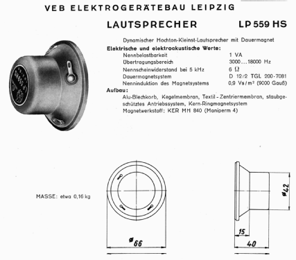 Lautsprecherchassis LP 559 HS; Elektrogerätebau (ID = 1836783) Speaker-P