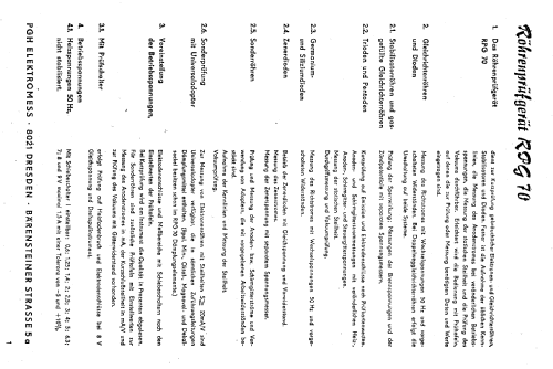 Röhrenprüfgerät RPG70; Elektromess Dresden; (ID = 105721) Equipment
