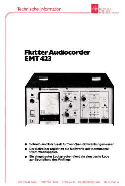 Flutter Audiocorder EMT 423; Elektromesstechnik (ID = 2921464) Equipment