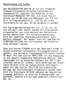 Helcoscriptor EMT HE16; Elektromesstechnik (ID = 2921662) Equipment